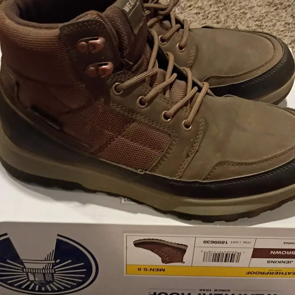 Weatherproof Men's Brown Ankle Boots Synthetic Lace-Up Round Toe Size 8 M